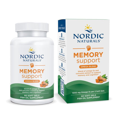 Nordic Naturals Memory Support with Curcumin - 60 Soft Gels - 1000 mg Omega-3 + 400 mg Optimized Curcumin - Memory, Cognition - Contains Phosphatidylcholine & Huperzine A - Non-GMO - 30 Servings - dailyvitalstore