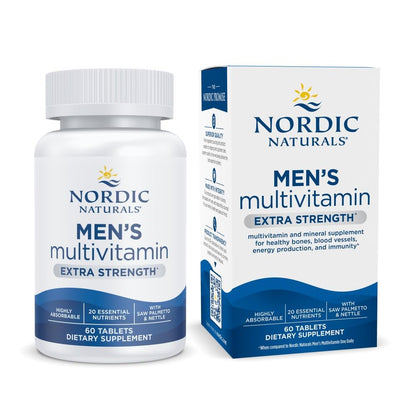 Nordic Naturals Men’s Multivitamin Extra Strength - Bone, Energy, & Blood-Vessel Support - Immunity Supplement - 20 Essential Nutrients - 60 Tablets - 30 Servings - dailyvitalstore