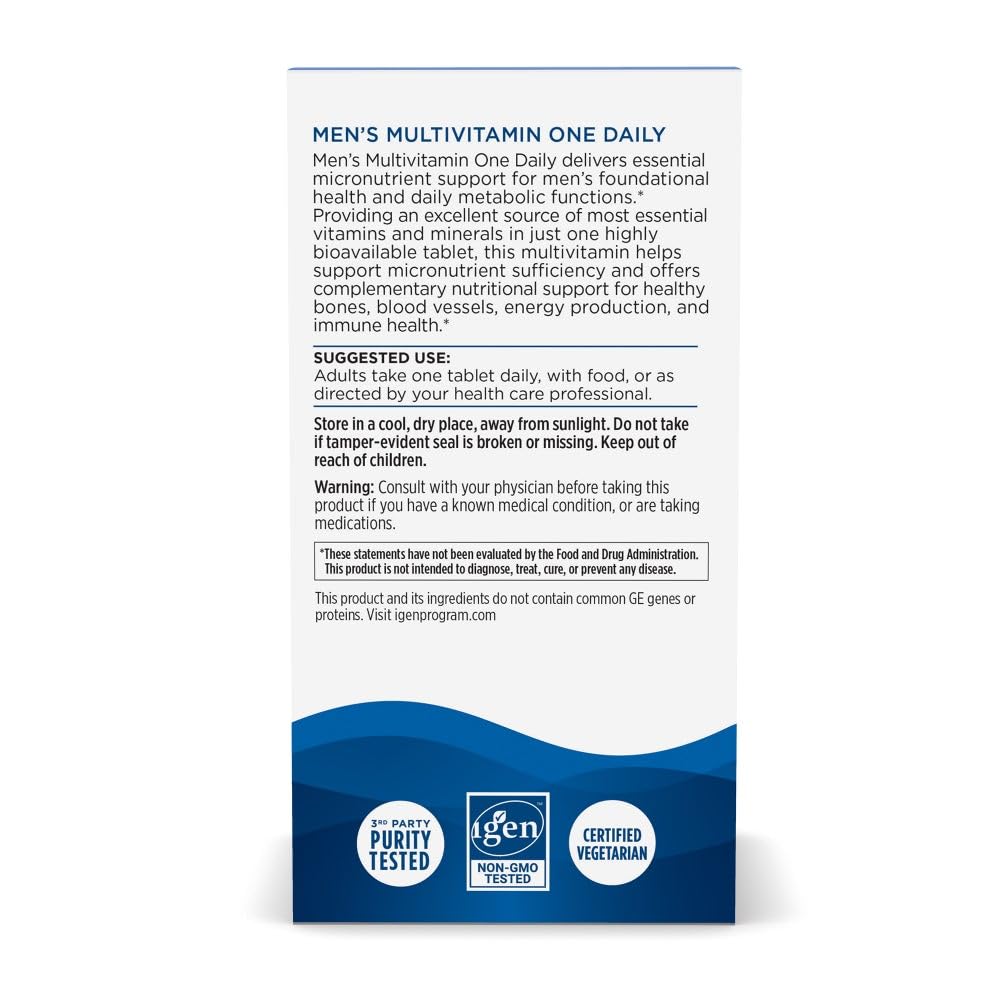 Nordic Naturals Men’s Multivitamin One Daily - Bone, Energy, & Blood-Vessel Support - Immunity Supplement - 20 Essential Nutrients - 30 Tablets - 30 Servings - dailyvitalstore