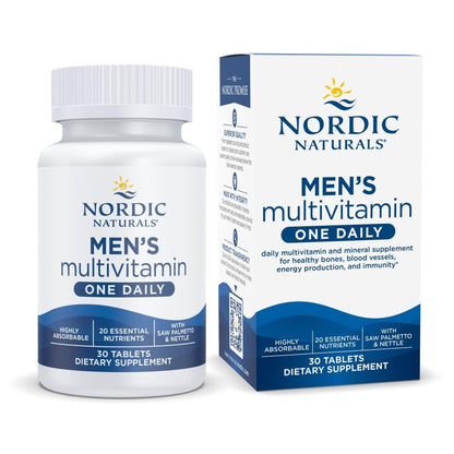 Nordic Naturals Men’s Multivitamin One Daily - Bone, Energy, & Blood-Vessel Support - Immunity Supplement - 20 Essential Nutrients - 30 Tablets - 30 Servings - dailyvitalstore