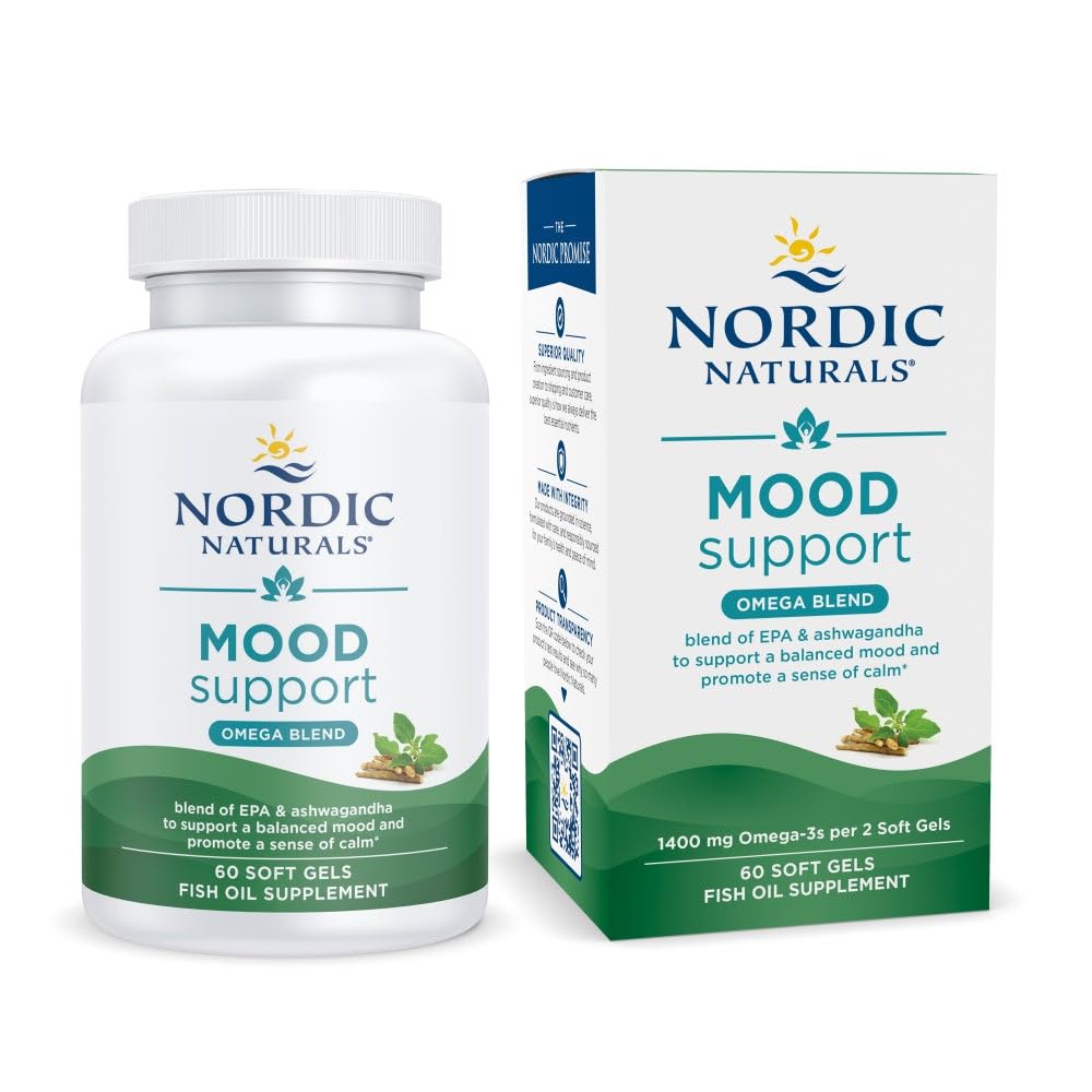 Nordic Naturals Mood Support Omega Blend - Unflavored - 60 Soft Gels - 1400 mg Omega-3 Supplement with EPA & DHA - Promotes Balanced Mood and Serenity - Non-GMO - 30 Servings - dailyvitalstore