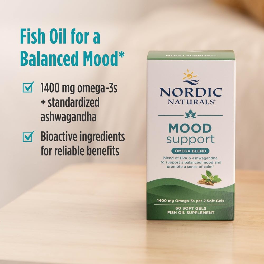 Nordic Naturals Mood Support Omega Blend - Unflavored - 60 Soft Gels - 1400 mg Omega-3 Supplement with EPA & DHA - Promotes Balanced Mood and Serenity - Non-GMO - 30 Servings - dailyvitalstore