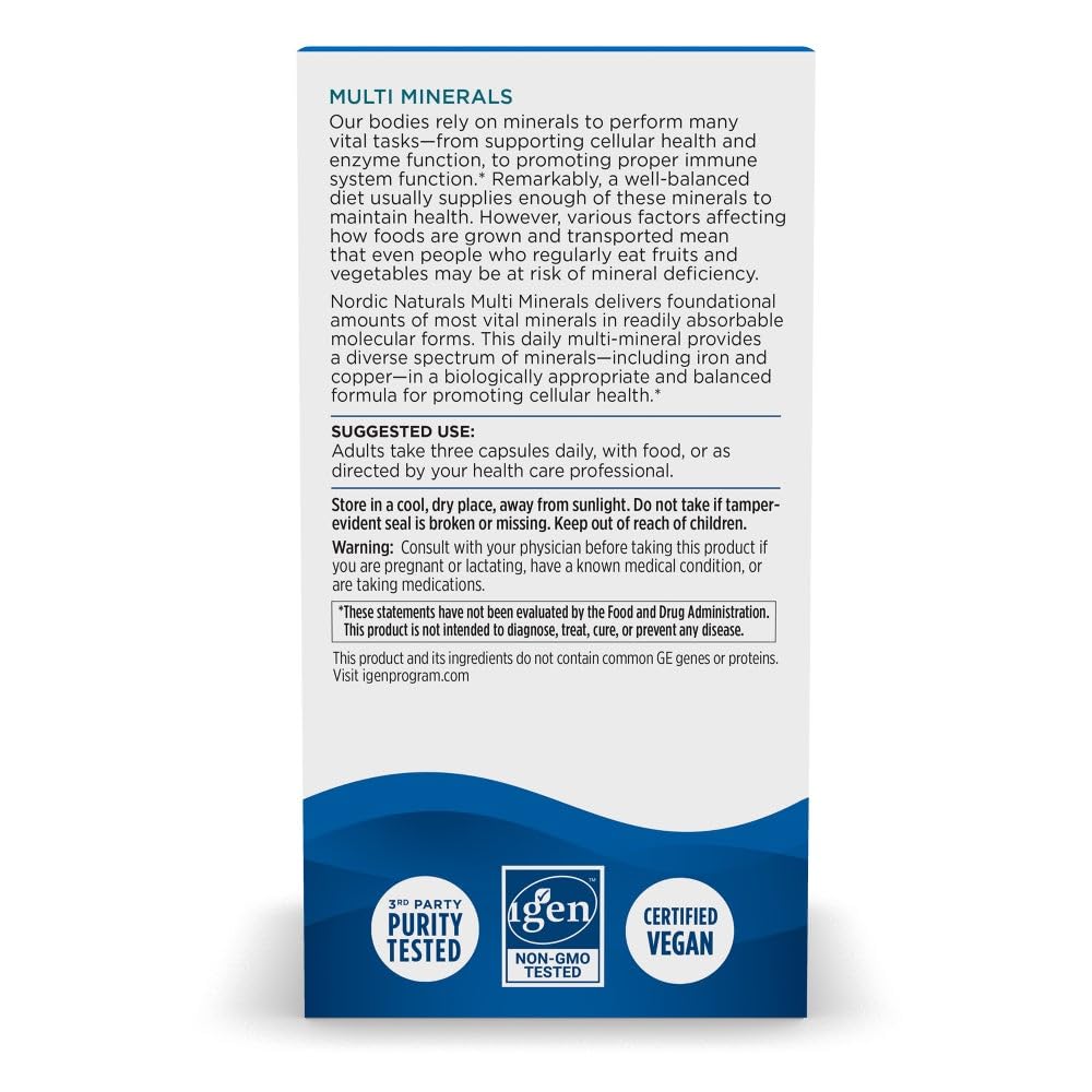 Nordic Naturals Multi Minerals, Unflavored - 90 Capsules - 11 Essential Minerals - Optimal Health & Wellness - Certified Vegan - Non-GMO - 30 Servings - dailyvitalstore