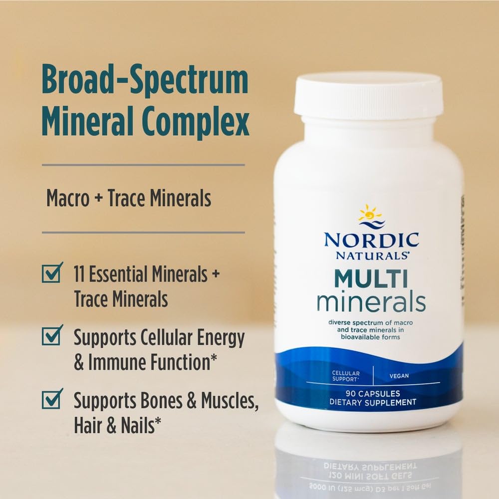 Nordic Naturals Multi Minerals, Unflavored - 90 Capsules - 11 Essential Minerals - Optimal Health & Wellness - Certified Vegan - Non-GMO - 30 Servings - dailyvitalstore