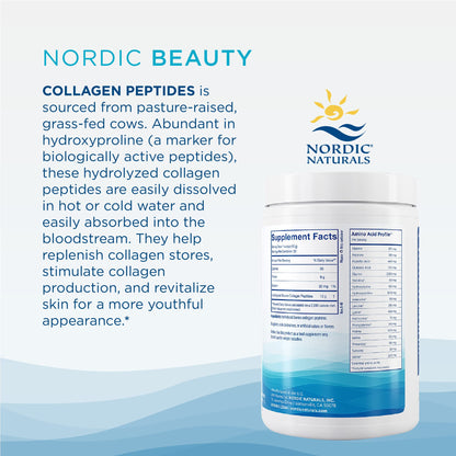Nordic Naturals Nordic Beauty Collagen Peptides, Unflavored - 10.6 Ounces - Collagen Supplement for Skin Health and Elasticity - for Hot and Cold Beverages - 30 Servings - dailyvitalstore