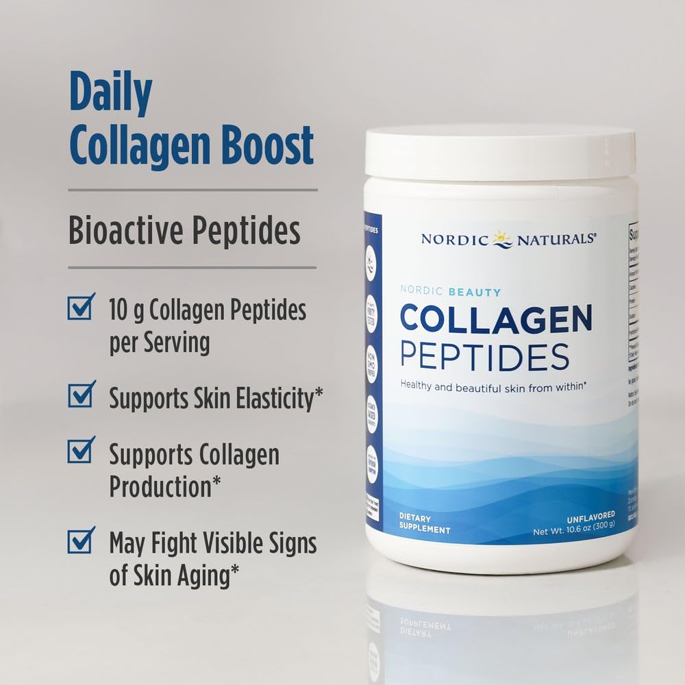 Nordic Naturals Nordic Beauty Collagen Peptides, Unflavored - 10.6 Ounces - Collagen Supplement for Skin Health and Elasticity - for Hot and Cold Beverages - 30 Servings - dailyvitalstore