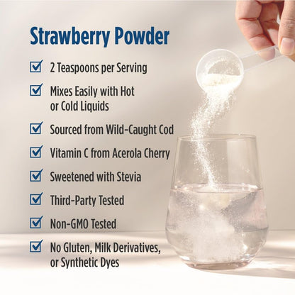 Nordic Naturals Nordic Beauty Marine Collagen Powder, Strawberry - 5.29 Ounces - Collagen Powder Supplement for Healthy Skin, Joints, and Bones, Vitamin C for Antioxidant Support - 30 Servings - dailyvitalstore