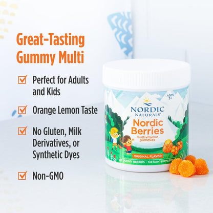 Nordic Naturals Nordic Berries, Citrus - 120 Gummy Berries - Great-Tasting Multivitamin for Ages 2+ - Growth, Development, Optimal Wellness - Non-GMO, Vegetarian - 30 Servings - dailyvitalstore