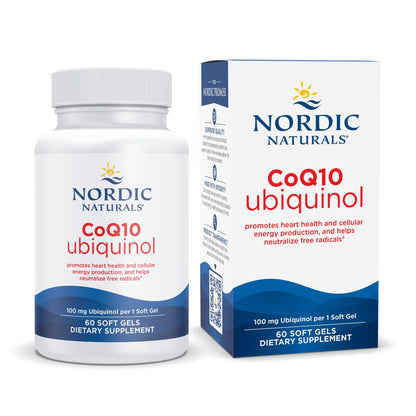 Nordic Naturals Nordic CoQ10 Ubiquinol - 60 Mini Soft Gels - 100 mg Coenzyme Q10 (CoQ10) Ubiquinol - Heart & Brain Health, Cellular Energy Production, Antioxidant Support - Non-GMO - 60 Servings - dailyvitalstore