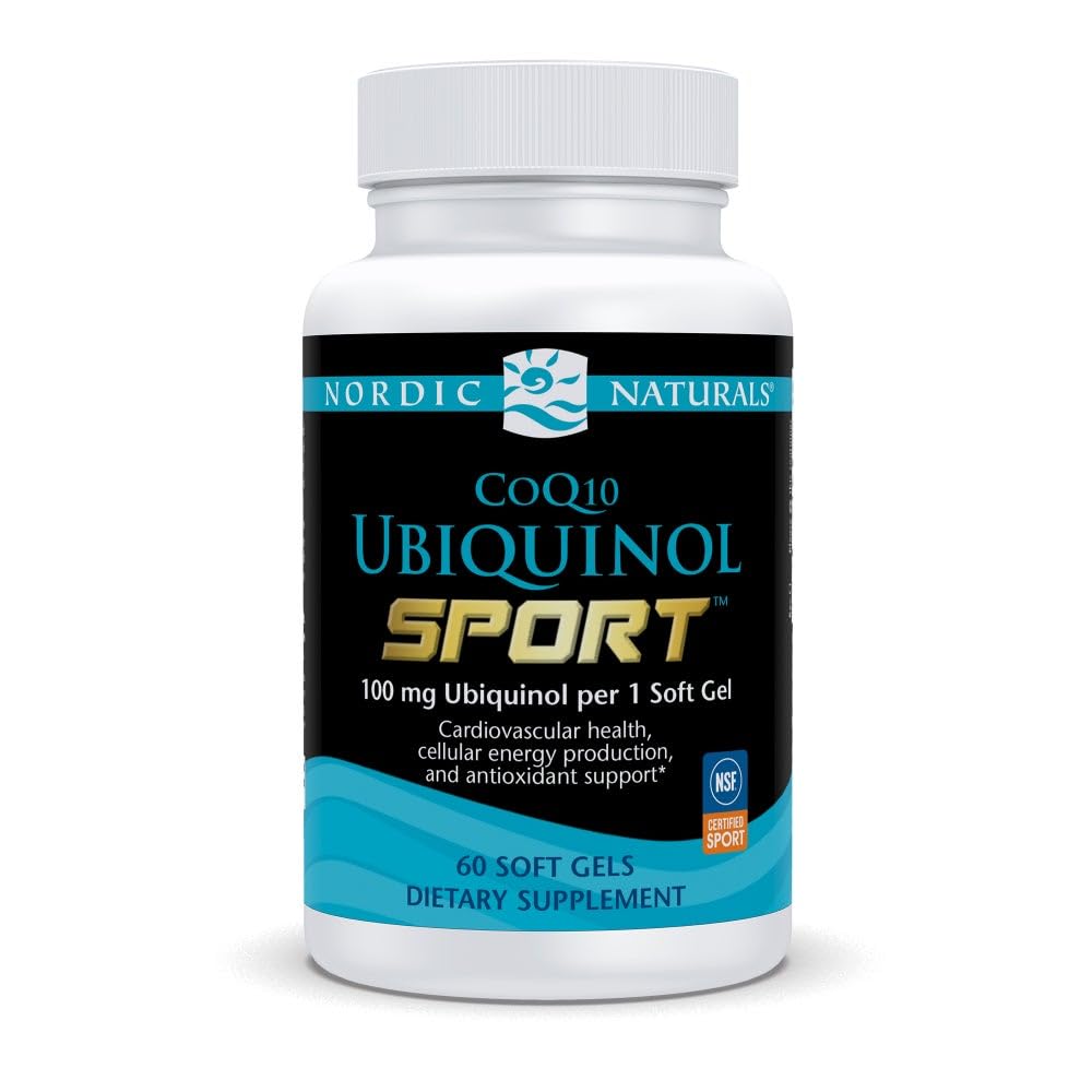 Nordic Naturals Nordic CoQ10 Ubiquinol Sport - 60 Mini Soft Gels - 100 mg Ubiquinol - Heart Health, Physical Performance, Cellular Energy Production - Non-GMO - 60 Servings - dailyvitalstore