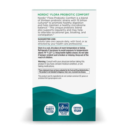 Nordic Naturals Nordic Flora Probiotic Comfort - 30 Capsules - 13 Probiotic Strains w/ 15 Billion Cultures - Supports Regularity & Digestive Comfort, Alleviates Bloating - dailyvitalstore