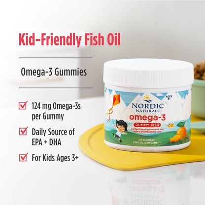 Nordic Naturals Nordic Omega-3 Gummy Fish, Tangerine - 30 Gummy Fish - 124 mg Total Omega-3s with EPA & DHA - Non-GMO - 30 Servings - dailyvitalstore