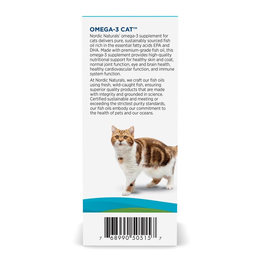 Nordic Naturals Omega-3 Cat, Unflavored - 2 oz - 304 mg Omega-3 Per One mL - Fish Oil for Cats with EPA & DHA - Promotes Heart, Skin, Coat, & Immune Health - Non-GMO - dailyvitalstore