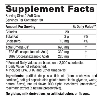 Nordic Naturals Omega-3 in Fish Gelatin, Lemon Flavor - 60 Fish Gels - 690 mg Omega-3 - Fish Oil - EPA & DHA - Immune Support, Brain & Heart Health, Optimal Wellness - Non-GMO - 30 Servings - dailyvitalstore