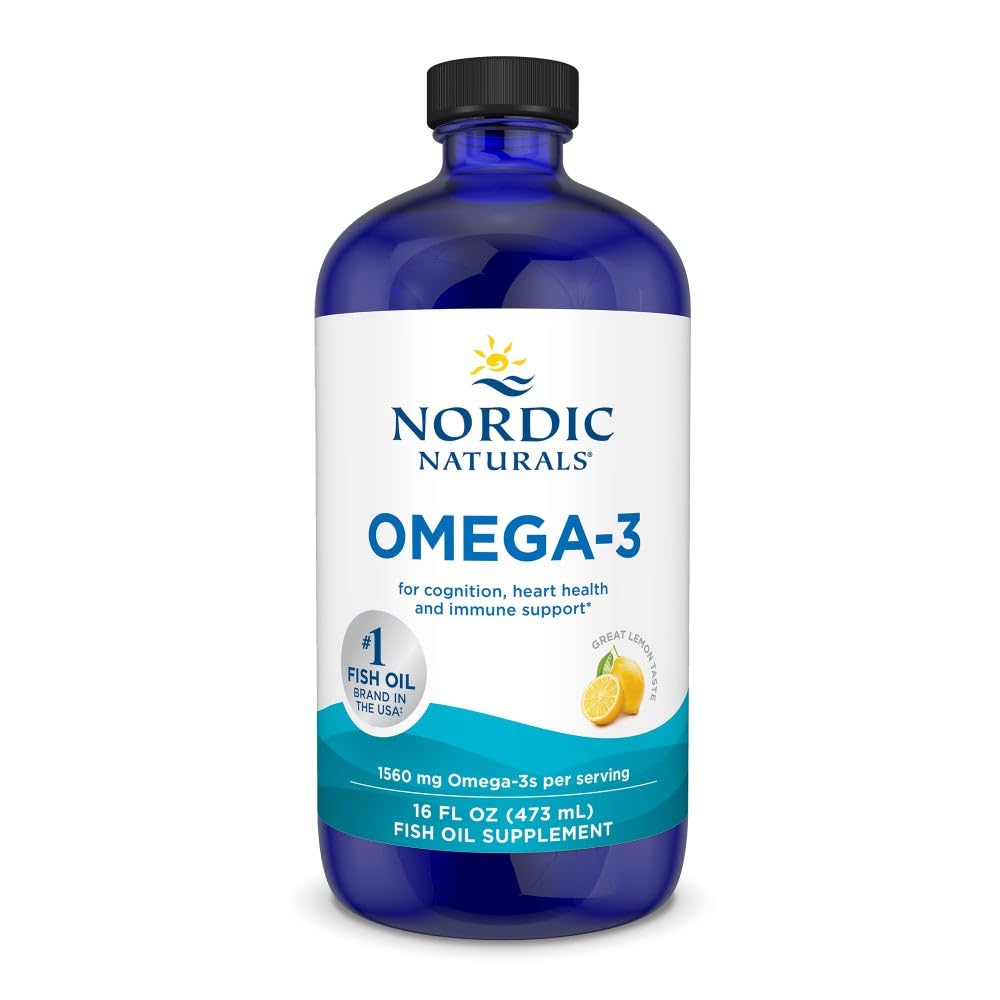 Nordic Naturals Omega-3, Lemon Flavor - 16 oz - 1560 mg Omega-3 - Fish Oil - EPA & DHA - Immune Support, Brain & Heart Health, Optimal Wellness - Non-GMO - 96 Servings - dailyvitalstore