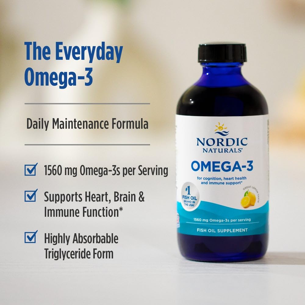 Nordic Naturals Omega-3, Lemon Flavor - 16 oz - 1560 mg Omega-3 - Fish Oil - EPA & DHA - Immune Support, Brain & Heart Health, Optimal Wellness - Non-GMO - 96 Servings - dailyvitalstore