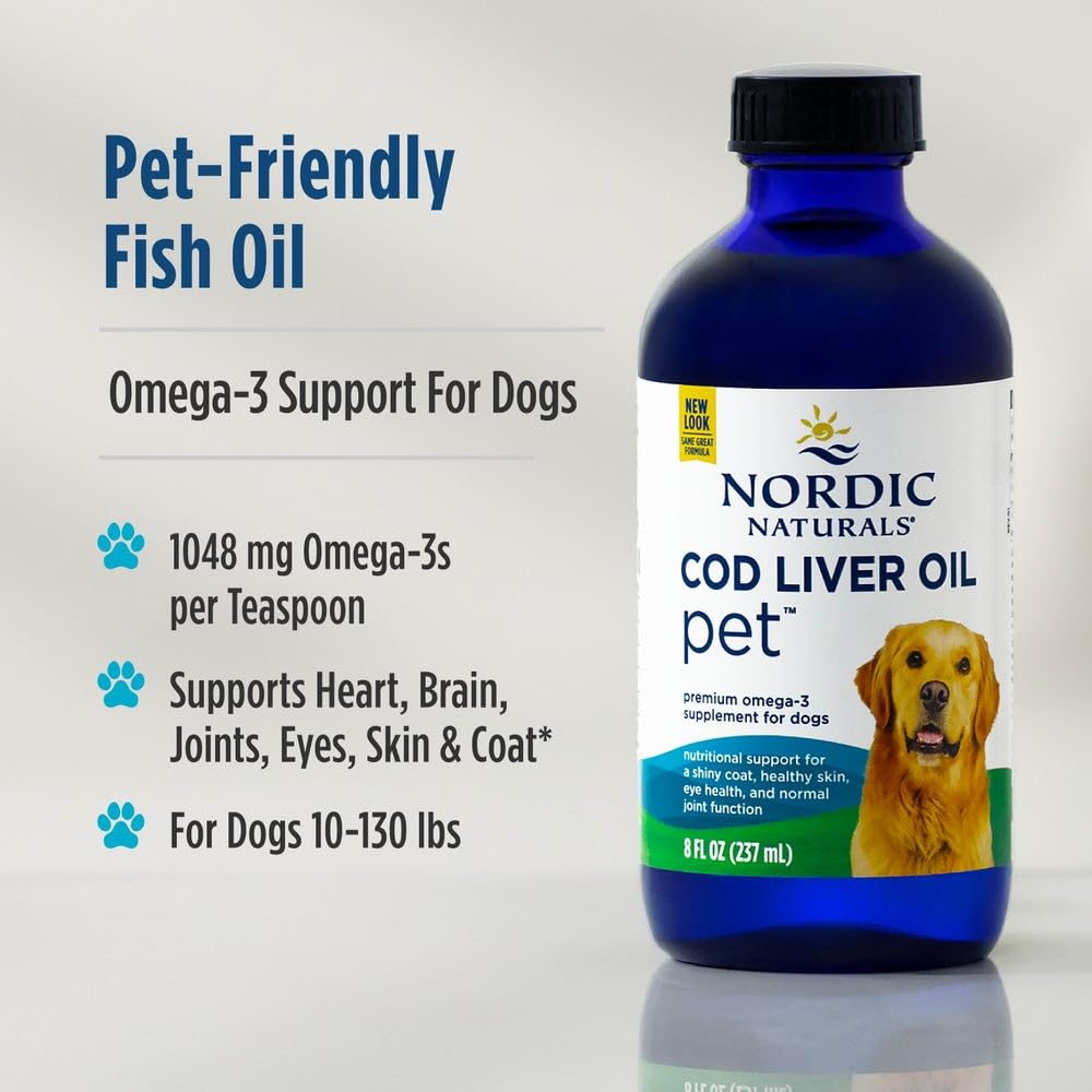 Nordic Naturals Omega-3 Pet Bundle - 2 oz Omega-3 Fish Oil for Small Dogs & Cats, 8 oz Pet Cod Liver Oil Promotes Heart, Skin, Coat, & Immune Health - dailyvitalstore