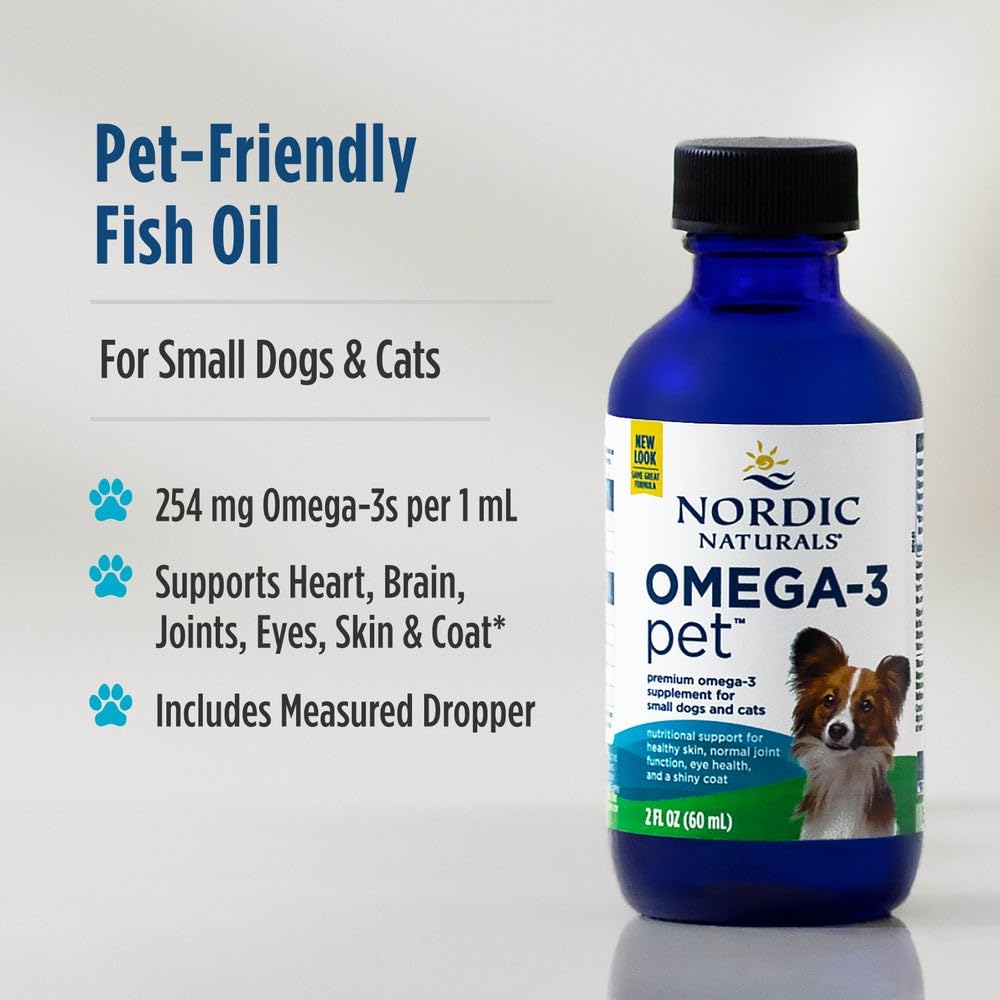 Nordic Naturals Omega-3 Pet Bundle - 2 oz Omega-3 Fish Oil for Small Dogs & Cats, 8 oz Pet Cod Liver Oil Promotes Heart, Skin, Coat, & Immune Health - dailyvitalstore