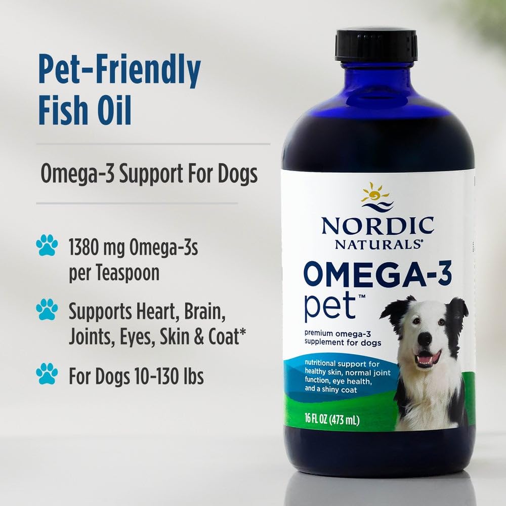 Nordic Naturals Omega-3 Pet, Unflavored - 16 oz - 1380 mg Omega-3 Per Teaspoon - Fish Oil for Large to Very Large Dogs with EPA & DHA - Promotes Heart, Skin, Coat, & Immune Health - dailyvitalstore