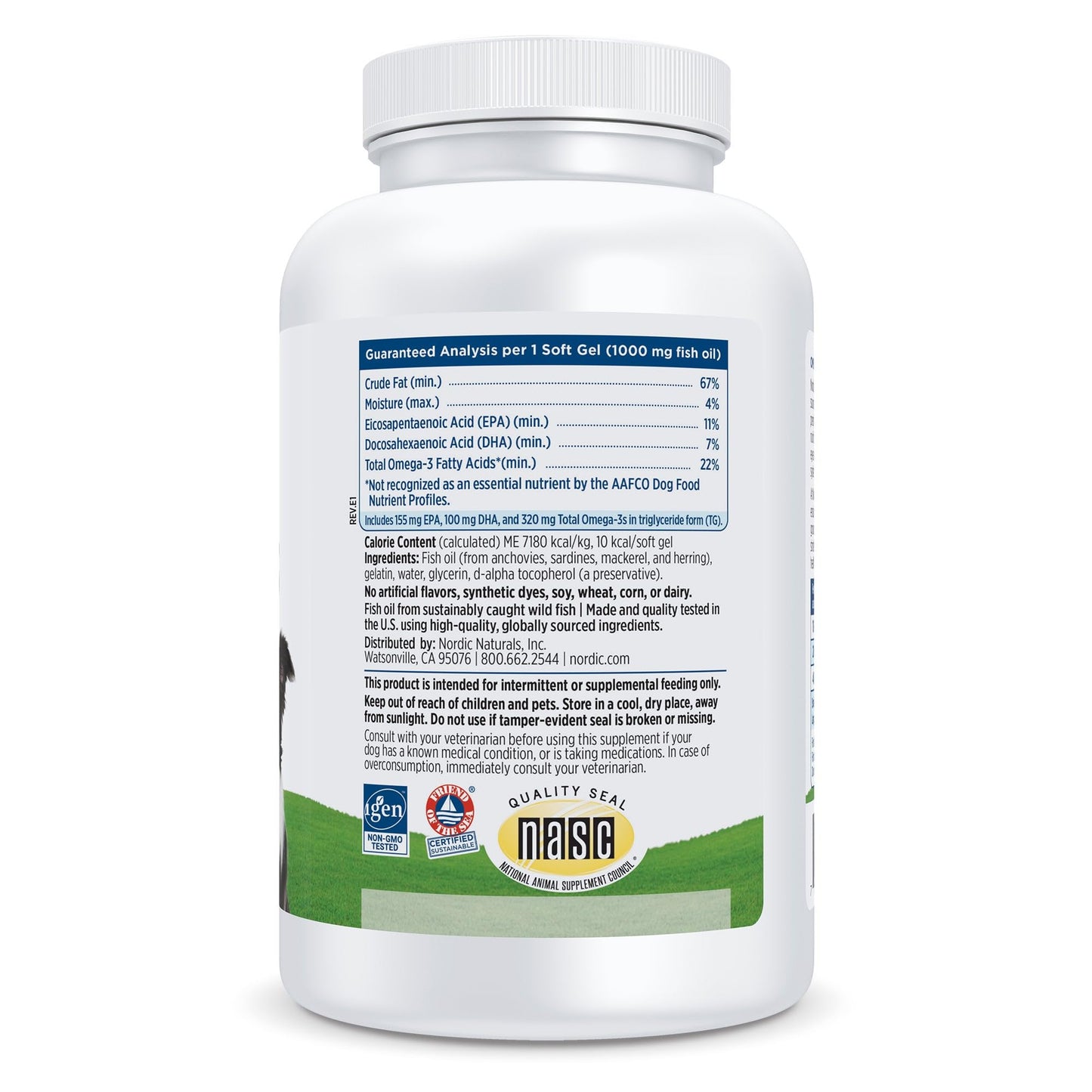 Nordic Naturals Omega-3 Pet, Unflavored - 180 Soft Gels - 320 mg Omega-3 Per Soft Gel - Fish Oil for Dogs with EPA & DHA - Promotes Heart, Skin, Coat, & Immune Health - dailyvitalstore