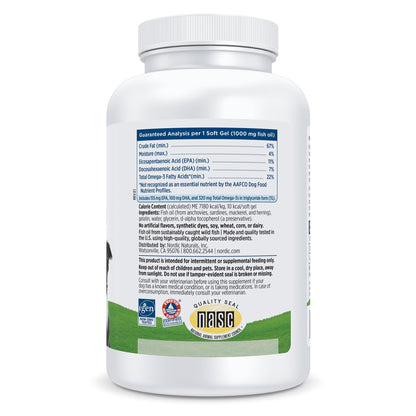 Nordic Naturals Omega-3 Pet, Unflavored - 180 Soft Gels - 320 mg Omega-3 Per Soft Gel - Fish Oil for Dogs with EPA & DHA - Promotes Heart, Skin, Coat, & Immune Health - dailyvitalstore