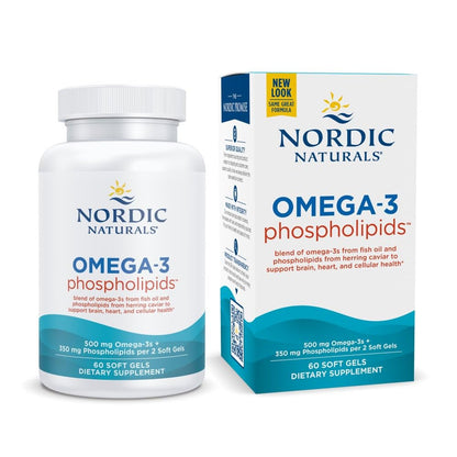 Nordic Naturals Omega-3 Phospholipids, Unflavored - 60 Soft Gels - 500 mg Omega-3 & 350 mg Phospholipids - Heart & Brain Health - Small, Easy-to-Swallow Soft Gels - Non-GMO - 30 Servings - dailyvitalstore