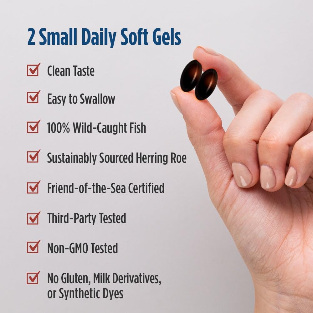 Nordic Naturals Omega-3 Phospholipids, Unflavored - 60 Soft Gels - 500 mg Omega-3 & 350 mg Phospholipids - Heart & Brain Health - Small, Easy-to-Swallow Soft Gels - Non-GMO - 30 Servings - dailyvitalstore