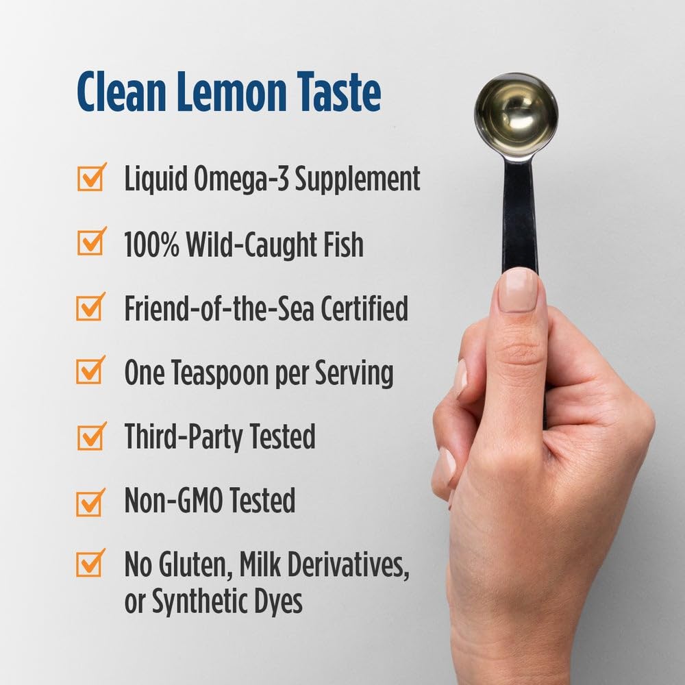 Nordic Naturals Omega-3D, Lemon Flavor - 8 oz - 1560 mg Omega-3 + 1000 IU Vitamin D3 - Fish Oil - EPA & DHA - Immune Support, Brain & Heart Health, Healthy Bones - Non-GMO - 48 Servings - dailyvitalstore