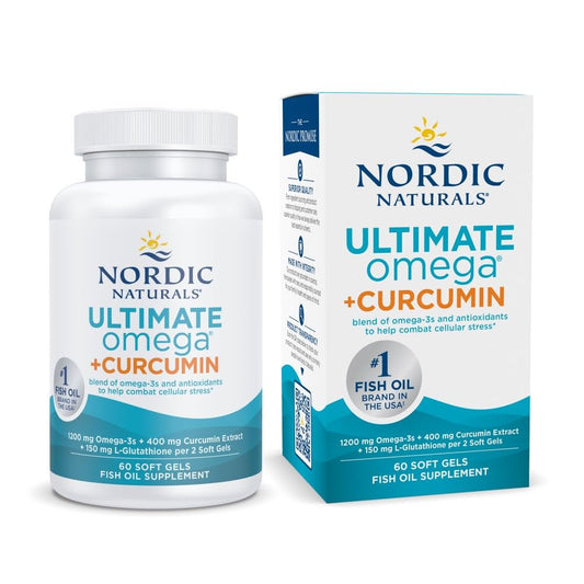 Nordic Naturals Omega Curcumin, Lemon - 60 Soft Gels - 1200 mg Omega-3 + 400 mg Optimized Curcumin - Combats Cellular Stress - Non-GMO - 30 Servings - dailyvitalstore