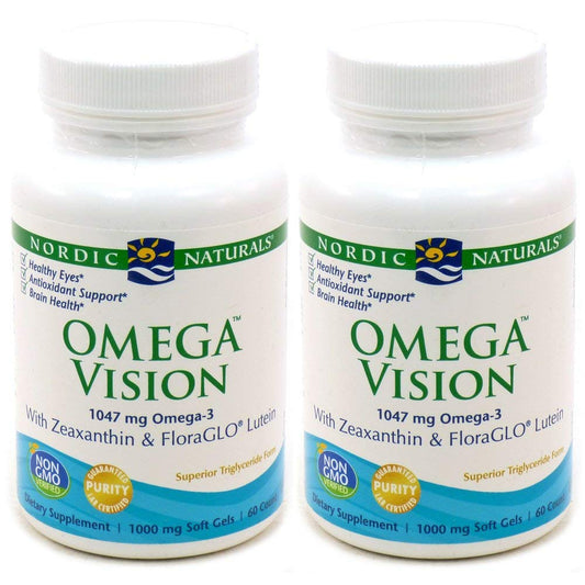 Nordic Naturals Omega Vision, Lemon - 60 Soft Gels - Pack of 2-1460 mg Omega-3 + FloraGLO Lutein & Zeaxanthin - Eye Health, Brain Health, Antioxidant Support - Non-GMO - 60 Total Servings - dailyvitalstore