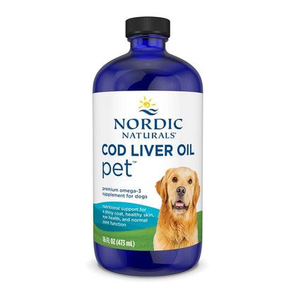 Nordic Naturals Pet Cod Liver Oil, Unflavored - 16 oz - 1048 mg Omega-3 Per Teaspoon - Fish Oil for Dogs with EPA & DHA - Promotes Skin, Coat, & Immune Health - dailyvitalstore