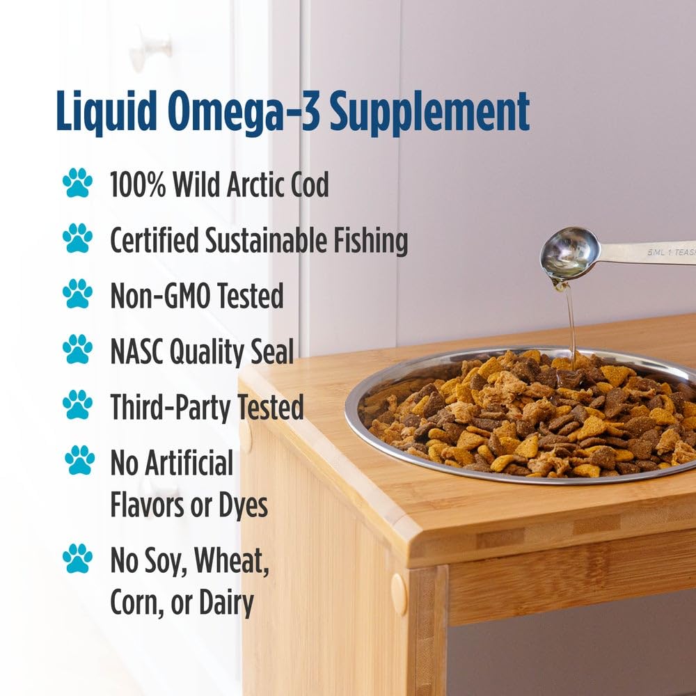 Nordic Naturals Pet Cod Liver Oil, Unflavored - 16 oz - 1048 mg Omega-3 Per Teaspoon - Fish Oil for Dogs with EPA & DHA - Promotes Skin, Coat, & Immune Health - dailyvitalstore