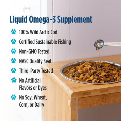 Nordic Naturals Pet Cod Liver Oil, Unflavored - 16 oz - 1048 mg Omega-3 Per Teaspoon - Fish Oil for Dogs with EPA & DHA - Promotes Skin, Coat, & Immune Health - dailyvitalstore