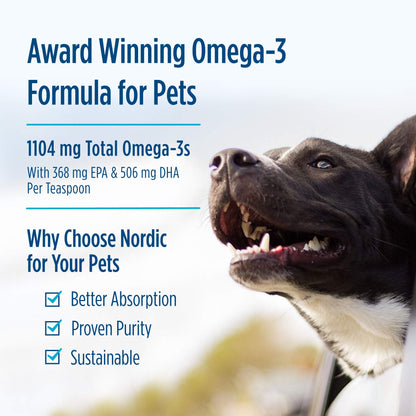Nordic Naturals Pet Cod Liver Oil, Unflavored - 16 oz - 1048 mg Omega-3 Per Teaspoon - Fish Oil for Dogs with EPA & DHA - Promotes Skin, Coat, & Immune Health - dailyvitalstore
