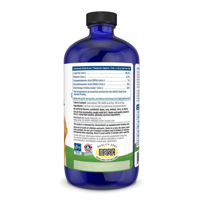 Nordic Naturals Pet Cod Liver Oil, Unflavored - 16 oz - 1048 mg Omega-3 Per Teaspoon - Fish Oil for Dogs with EPA & DHA - Promotes Skin, Coat, & Immune Health - dailyvitalstore