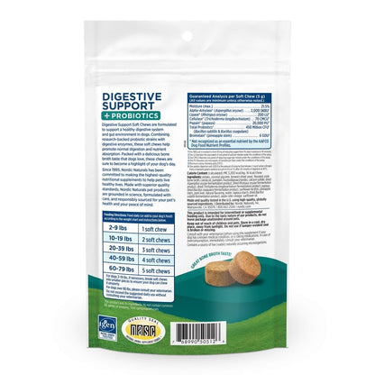Nordic Naturals Pet Digestive Support with Probiotics, Pork Bone Broth Flavor - 30 Soft Chews - Nutritional Supplement for a Healthy Digestive System and GI Support - 30 Non-GMO Chews - dailyvitalstore