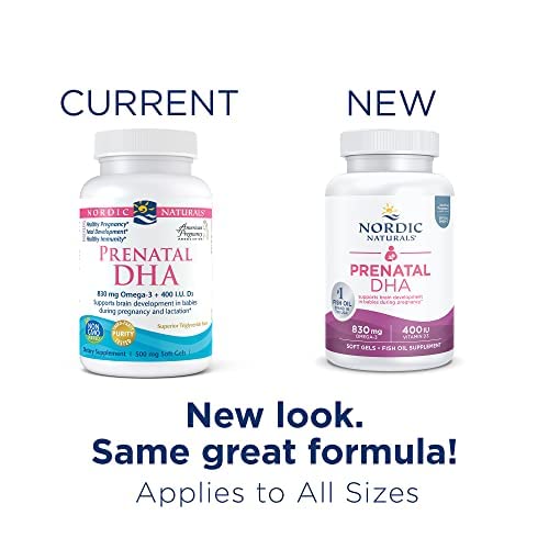 Nordic Naturals Prenatal DHA, Unflavored - 830 mg Omega-3 + 400 IU Vitamin D3-180 Soft Gels - Supports Brain Development in Babies During Pregnancy & Lactation - Non-GMO - 90 Servings - dailyvitalstore