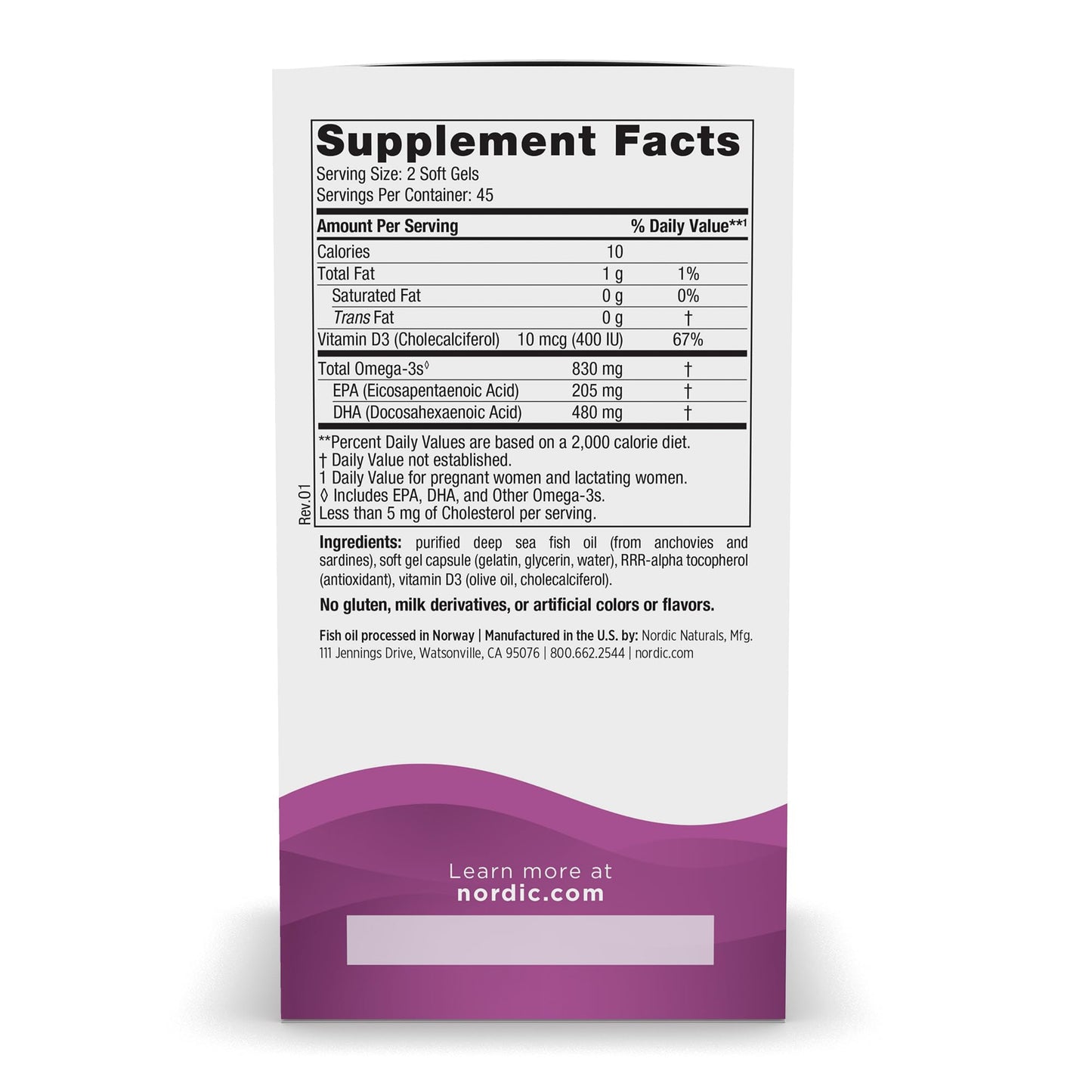 Nordic Naturals Prenatal DHA, Unflavored - 830 mg Omega-3 + 400 IU Vitamin D3 - 90 Soft Gels - Supports Brain Development in Babies During Pregnancy & Lactation - Non-GMO - 45 Servings - dailyvitalstore