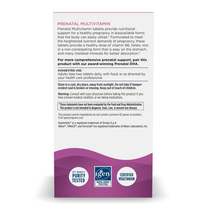 Nordic Naturals Prenatal Multivitamin for Women - Daily Vegetarian Prenatal Vitamins - 22 Essential Nutrients, Including B6, Folate, and Iron - 60 Tablets - 30 Servings - dailyvitalstore