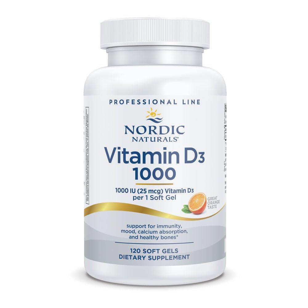 Nordic Naturals Pro Vitamin D3 1000, Orange - 120 Mini Soft Gels - 1000 IU Vitamin D3 - Supports Healthy Bones, Mood & Immune System Function - Non-GMO - 120 Servings - dailyvitalstore