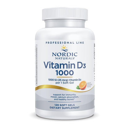 Nordic Naturals Pro Vitamin D3 1000, Orange - 120 Mini Soft Gels - 1000 IU Vitamin D3 - Supports Healthy Bones, Mood & Immune System Function - Non-GMO - 120 Servings - dailyvitalstore