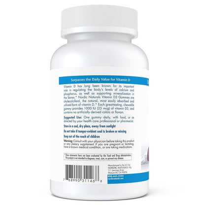 Nordic Naturals Pro Vitamin D3 Gummies, Wild Berry - 120 Gummies - 1000 IU Vitamin D3 - Great Taste - Healthy Bones, Mood & Immune System Function - Non-GMO - 120 Servings - dailyvitalstore