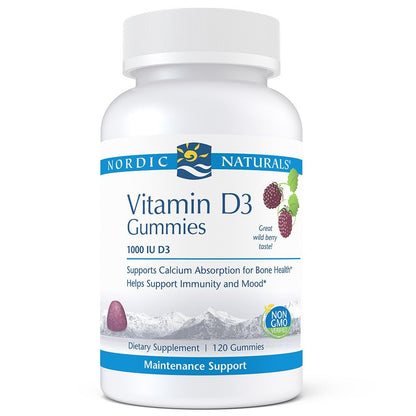 Nordic Naturals Pro Vitamin D3 Gummies, Wild Berry - 120 Gummies - 1000 IU Vitamin D3 - Great Taste - Healthy Bones, Mood & Immune System Function - Non-GMO - 120 Servings - dailyvitalstore