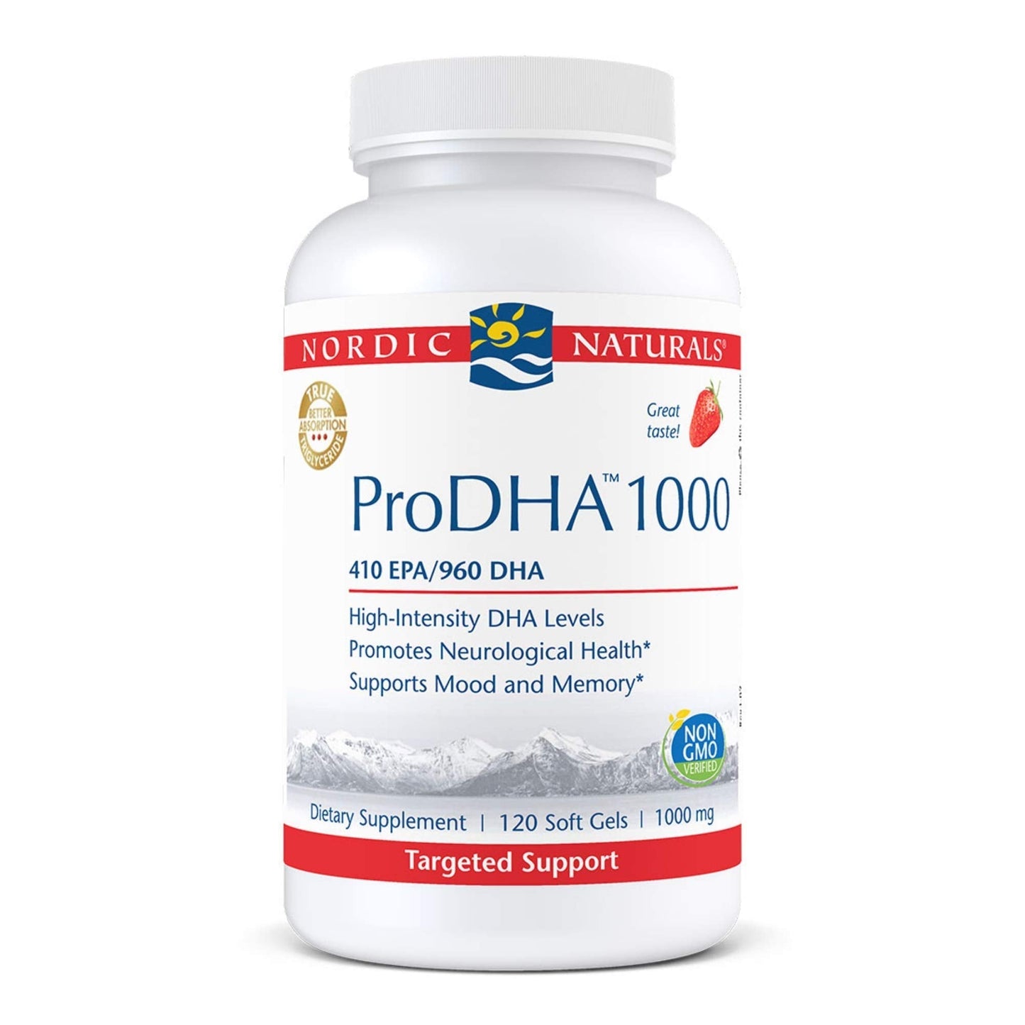 Nordic Naturals ProDHA 1000, Strawberry - 120 Soft Gels - 1660 mg Omega-3 - High-Intensity DHA Formula for Neurological Health, Mood & Memory - Non-GMO - 60 Servings - dailyvitalstore