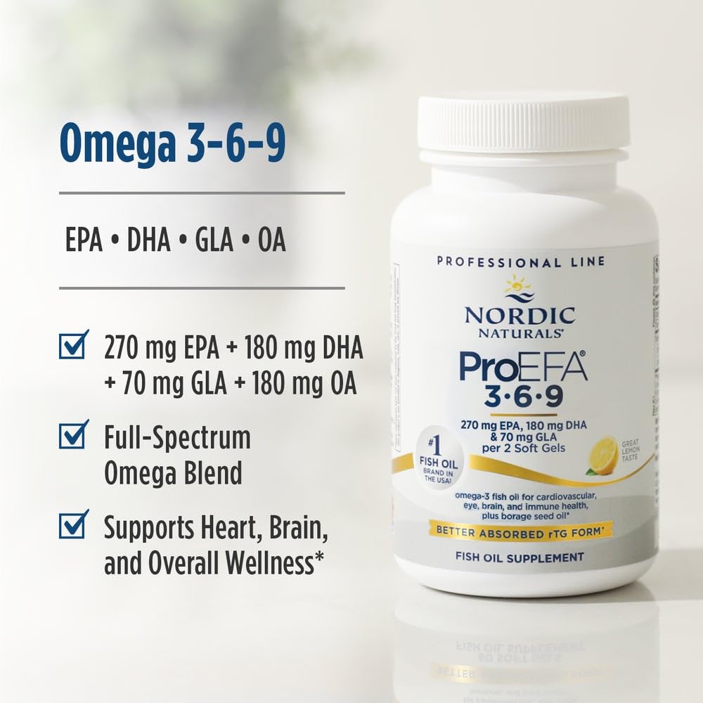 Nordic Naturals ProEFA 3-6-9, Lemon Flavor - 90 Soft Gels - 565 mg Omega-3 - EPA & DHA with Added GLA - Healthy Skin, Cognition, & Positive Mood - Non-GMO - 45 Servings - dailyvitalstore