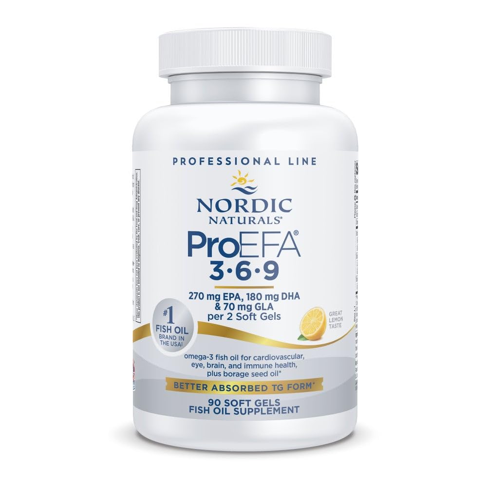 Nordic Naturals ProEFA 3-6-9, Lemon Flavor - 90 Soft Gels - 565 mg Omega-3 - EPA & DHA with Added GLA - Healthy Skin, Cognition, & Positive Mood - Non-GMO - 45 Servings - dailyvitalstore