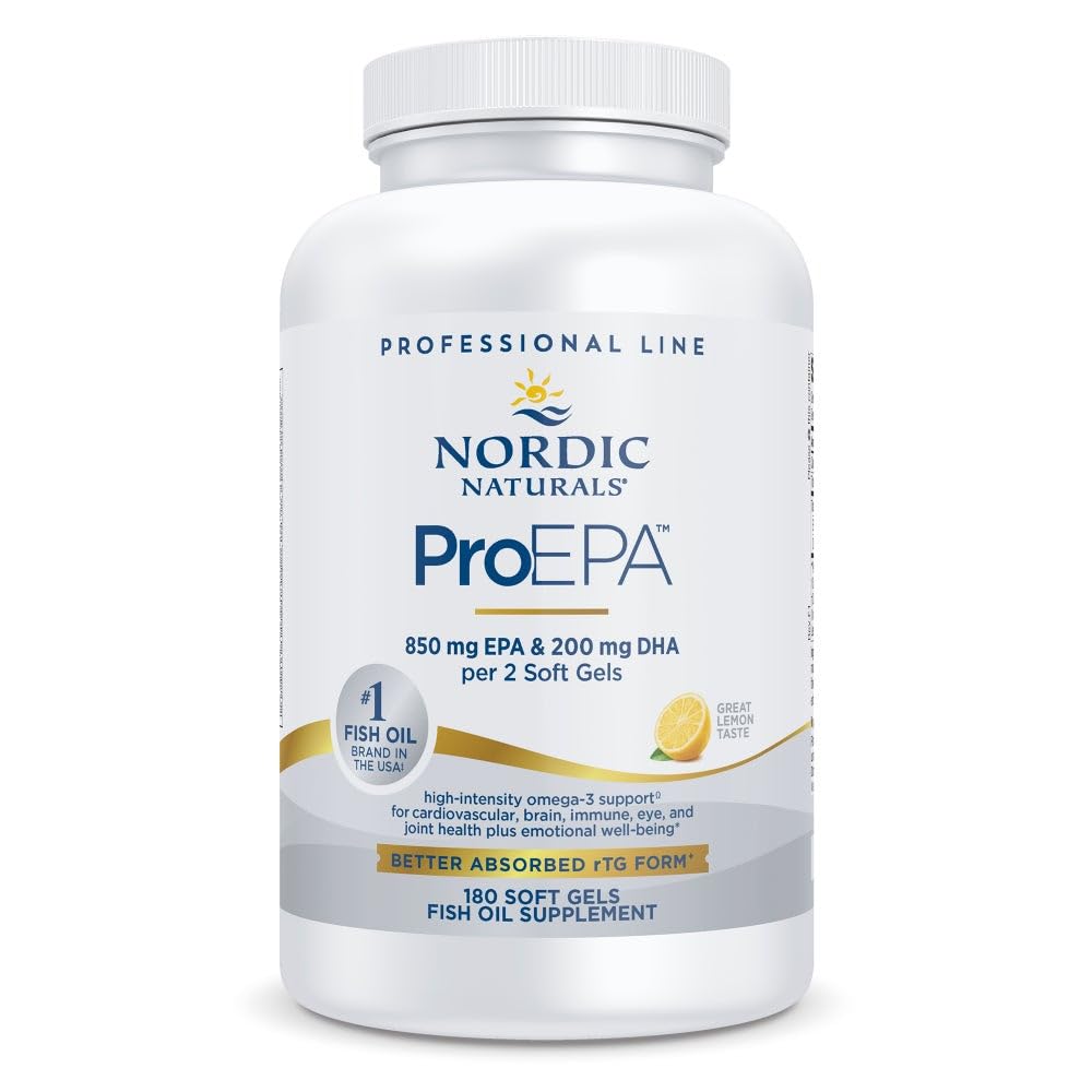 Nordic Naturals ProEPA, Lemon - 180 Soft Gels - 1210 mg Omega-3 - High-Intensity EPA Formula for Healthy Mood, Heart Health & Cellular Function - Non-GMO - 90 Servings - dailyvitalstore