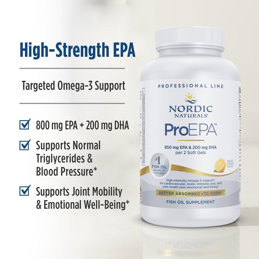 Nordic Naturals ProEPA, Lemon - 180 Soft Gels - 1210 mg Omega-3 - High-Intensity EPA Formula for Healthy Mood, Heart Health & Cellular Function - Non-GMO - 90 Servings - dailyvitalstore
