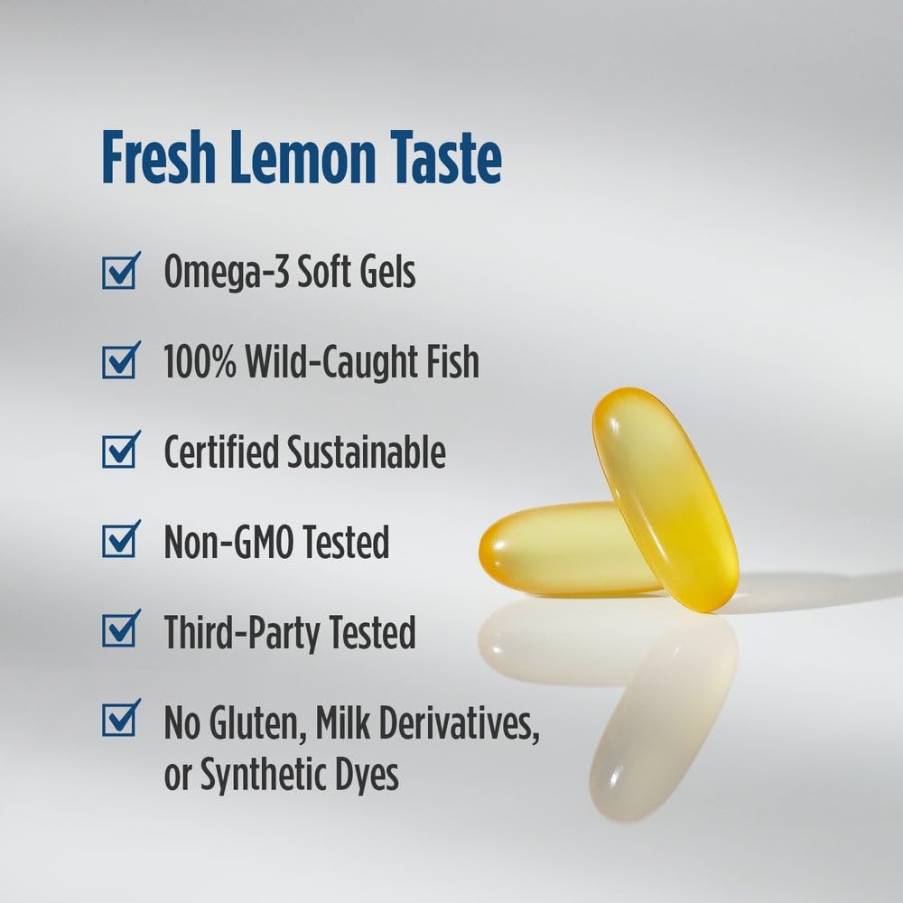 Nordic Naturals ProOmega-D, Lemon Flavor - 120 Soft Gels - 1280 mg Omega-3 + 1000 IU D3 - High-Potency Fish Oil - EPA & DHA - Brain, Eye, Heart, & Immune Health - Non-GMO - 60 Servings - dailyvitalstore