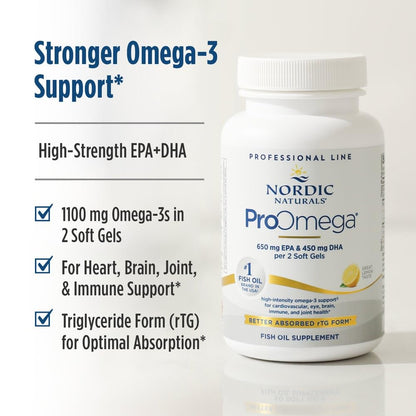 Nordic Naturals ProOmega, Lemon Flavor - 210 Soft Gels - 1000 mg Omega-3 - High-Potency Fish Oil with EPA & DHA - Promotes Brain, Eye, Heart, & Immune Health - Non-GMO - 105 Servings - dailyvitalstore